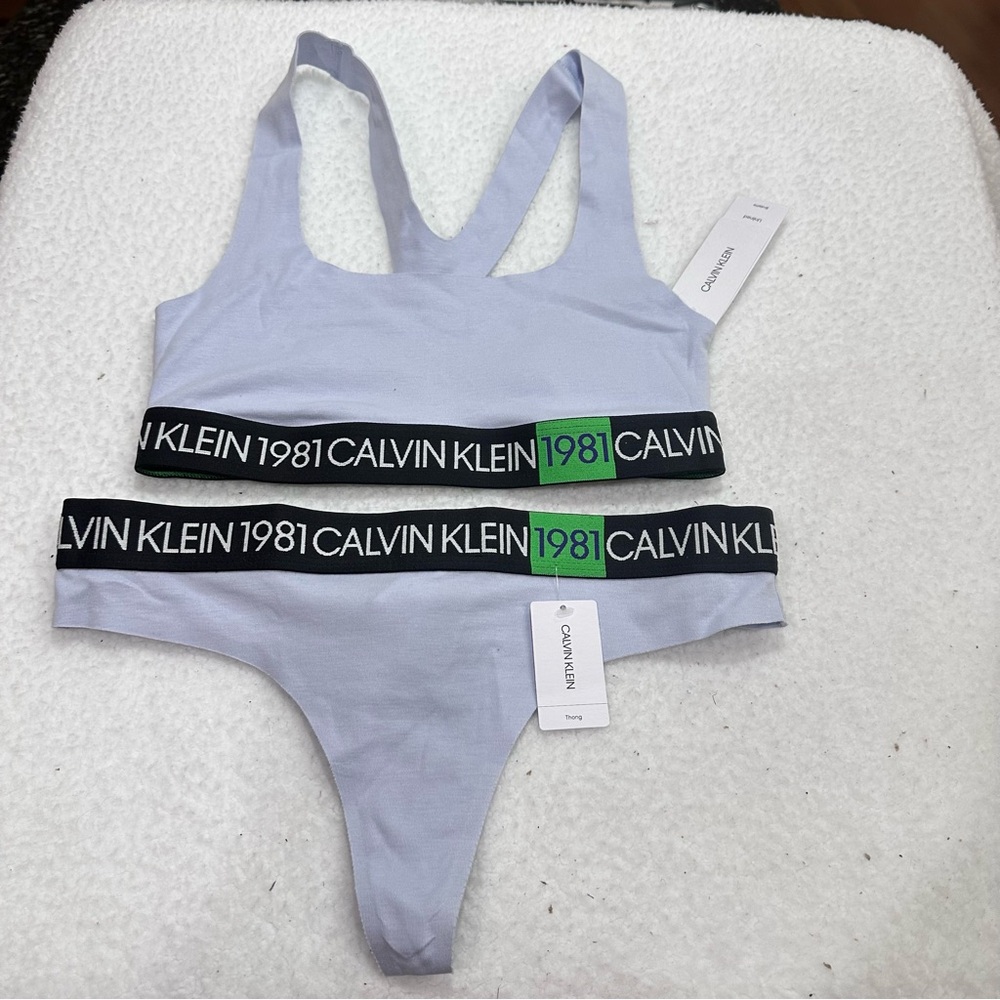 Blue Calvin Klein Bralette and Thong Set